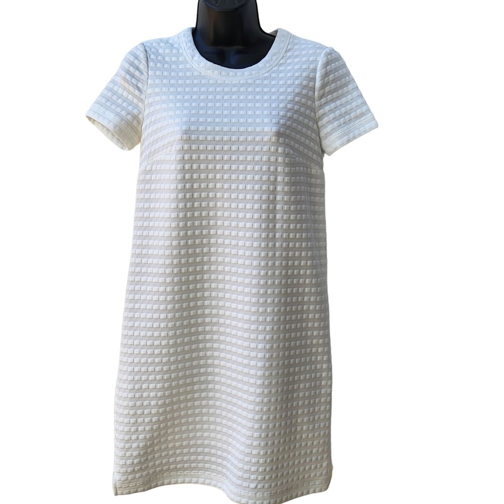 Maggy London Shift Dress Women Sz 2 Square Textured White Midi Summer Party Wear